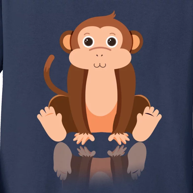 Funny Monkey Chimpanzee Ape Zoo Animal Lover Design Kids Long Sleeve Shirt