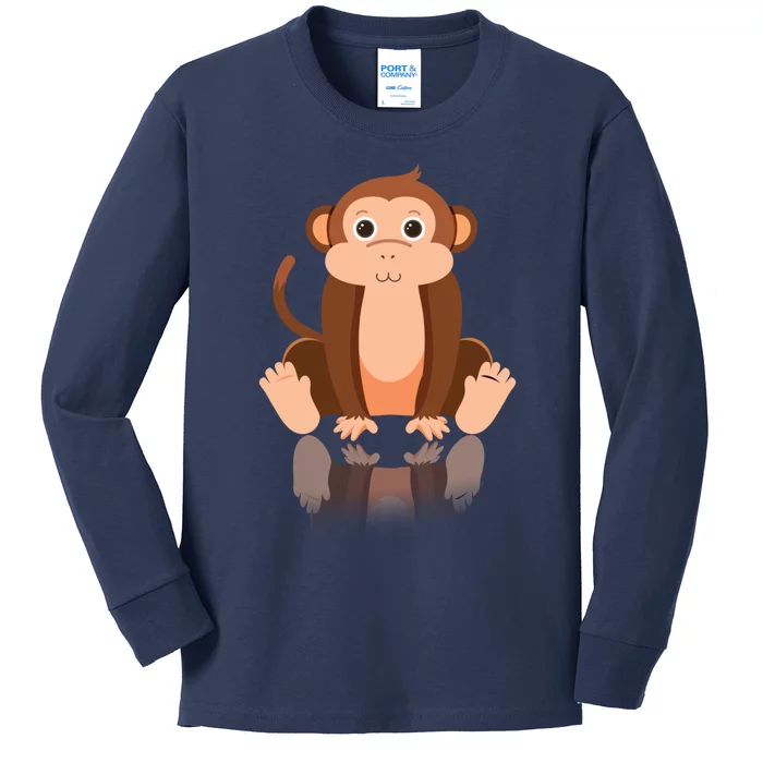 Funny Monkey Chimpanzee Ape Zoo Animal Lover Design Kids Long Sleeve Shirt