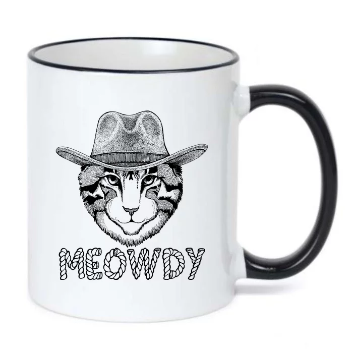 Funny Meowdy Cowboy Cat Black Color Changing Mug