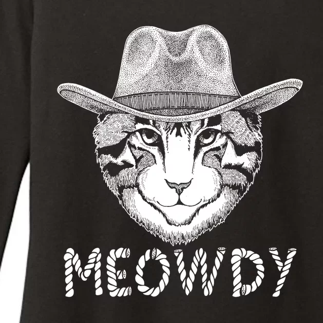 Funny Meowdy Cowboy Cat Womens CVC Long Sleeve Shirt