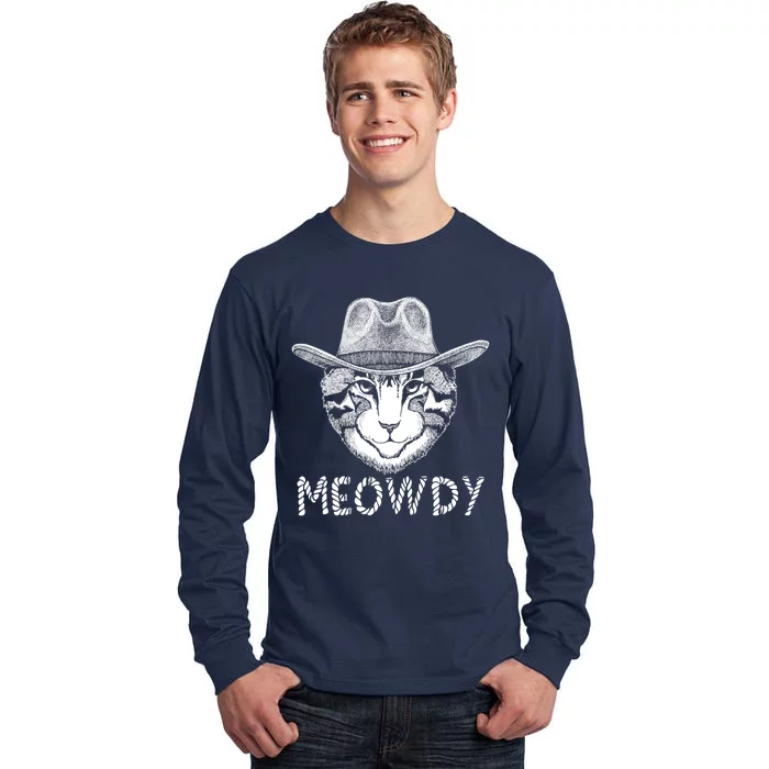 Funny Meowdy Cowboy Cat Tall Long Sleeve T-Shirt