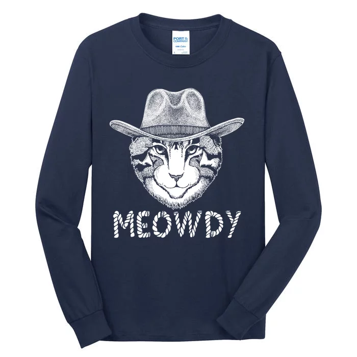 Funny Meowdy Cowboy Cat Tall Long Sleeve T-Shirt