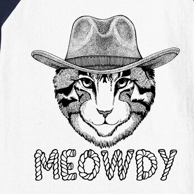 Funny Meowdy Cowboy Cat Baseball Sleeve Shirt