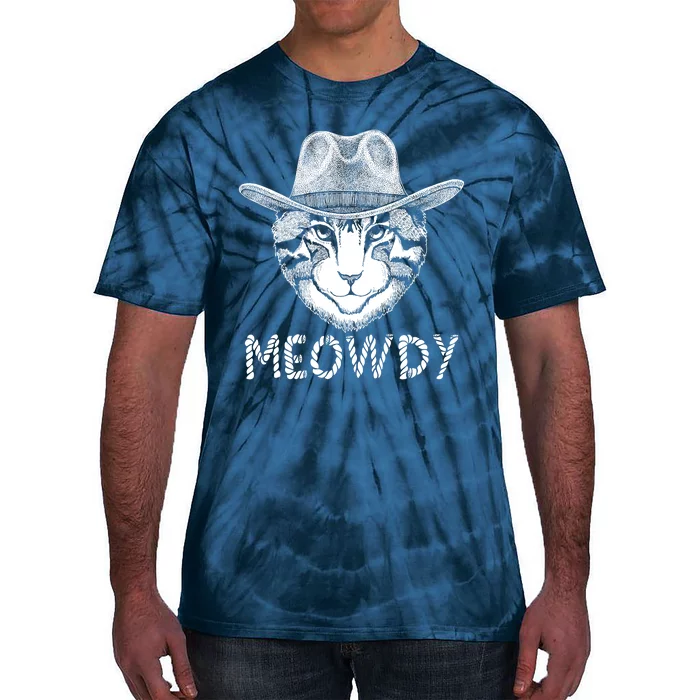 Funny Meowdy Cowboy Cat Tie-Dye T-Shirt