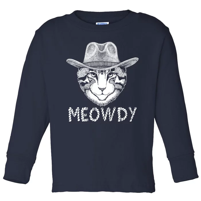 Funny Meowdy Cowboy Cat Toddler Long Sleeve Shirt