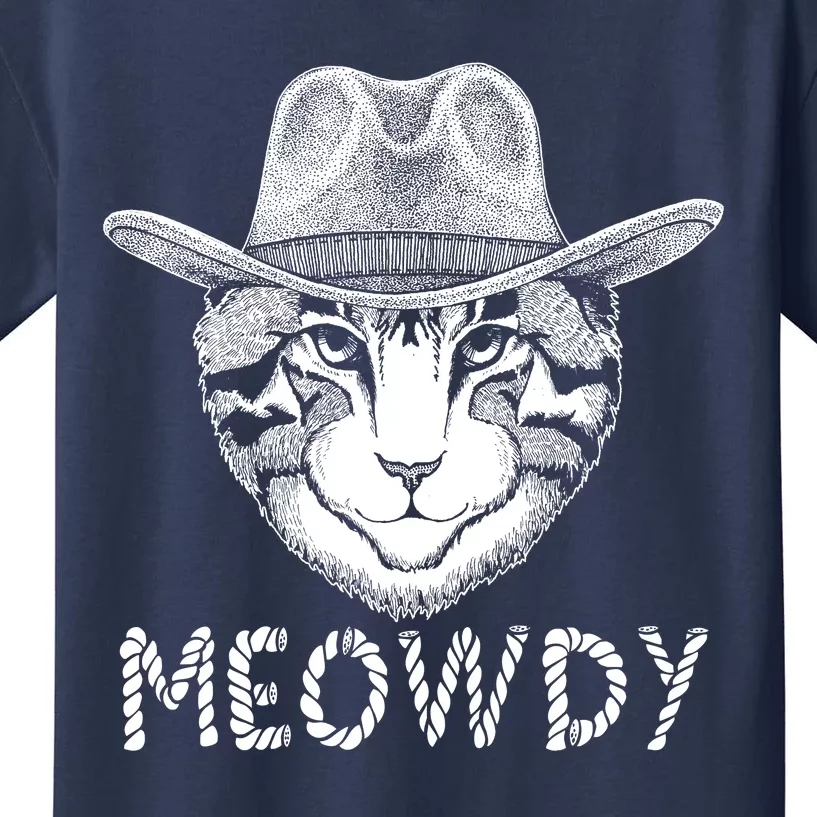 Funny Meowdy Cowboy Cat Kids T-Shirt