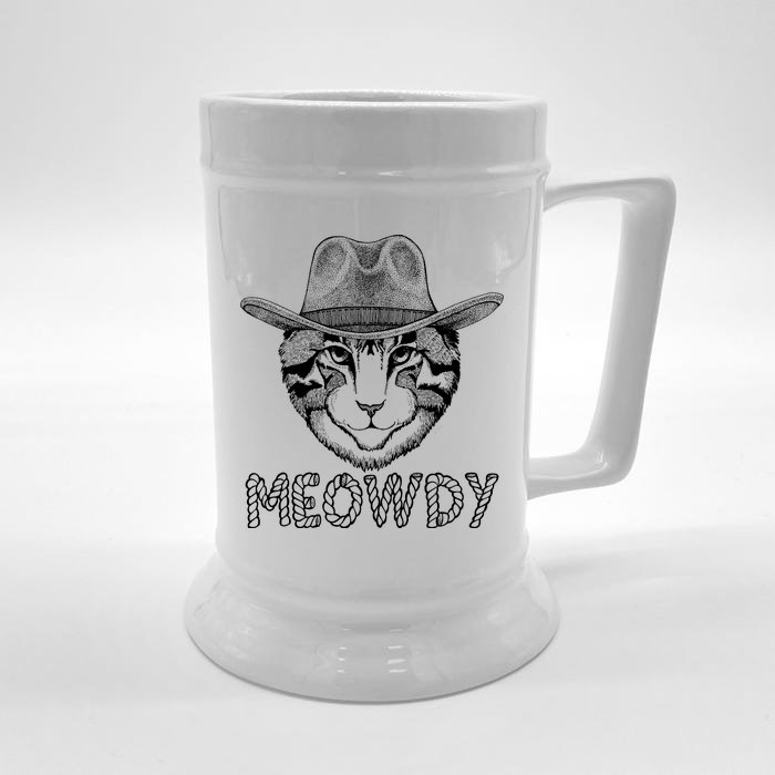 Funny Meowdy Cowboy Cat Front & Back Beer Stein