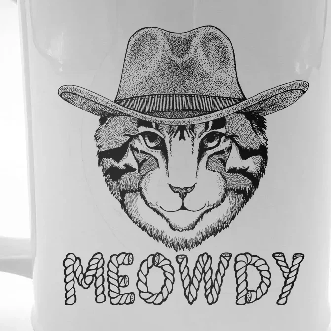 Funny Meowdy Cowboy Cat Front & Back Beer Stein