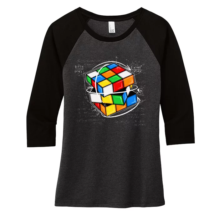 Funny Math Cuber Speed Cubing Puzzle Lover Cube Women's Tri-Blend 3/4-Sleeve Raglan Shirt