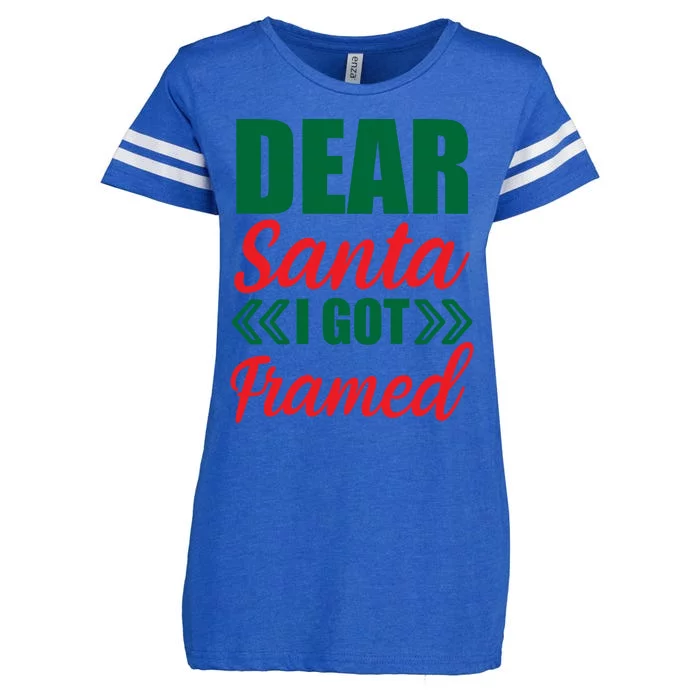 Family Matching Christmas Dear Santa I Got Framed Funny Gift Enza Ladies Jersey Football T-Shirt