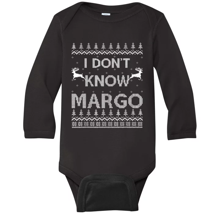 Funny Matching Couple I Dont Know Margo Ugly Christmas Baby Long Sleeve Bodysuit