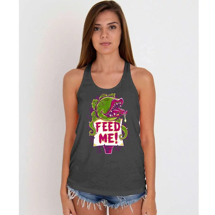 Feed Me Creepy Cute Audrey Plant Spooky Horror Musical Women's Knotted Racerback Tank