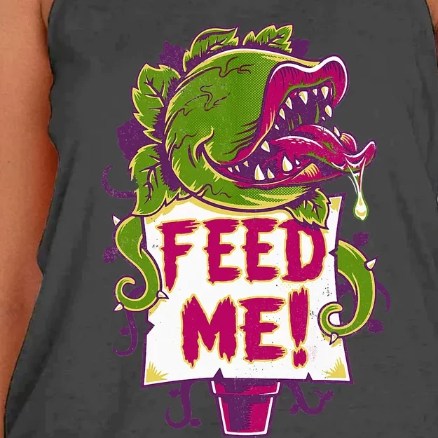 Feed Me Creepy Cute Audrey Plant Spooky Horror Musical Women's Knotted Racerback Tank