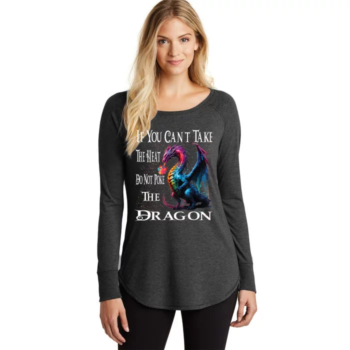 Flying Mythical Creature Cool Dragon Flame Spewing Dragon Women's Perfect Tri Tunic Long Sleeve Shirt