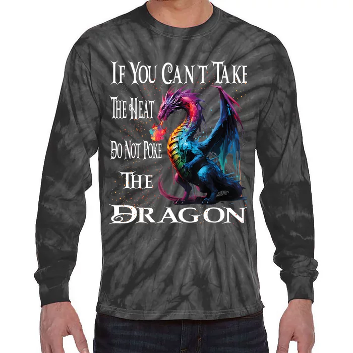 Flying Mythical Creature Cool Dragon Flame Spewing Dragon Tie-Dye Long Sleeve Shirt