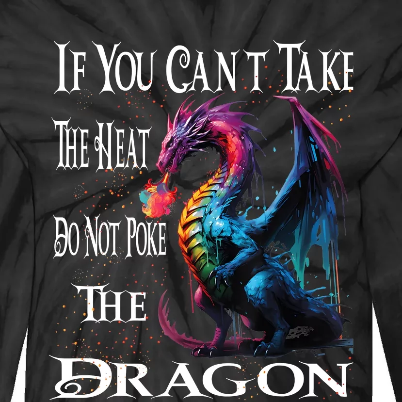 Flying Mythical Creature Cool Dragon Flame Spewing Dragon Tie-Dye Long Sleeve Shirt