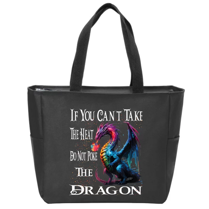 Flying Mythical Creature Cool Dragon Flame Spewing Dragon Zip Tote Bag