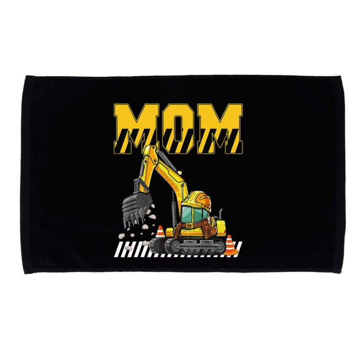 Funny Mom Construction Excavator Matching Family Microfiber Hand Towel