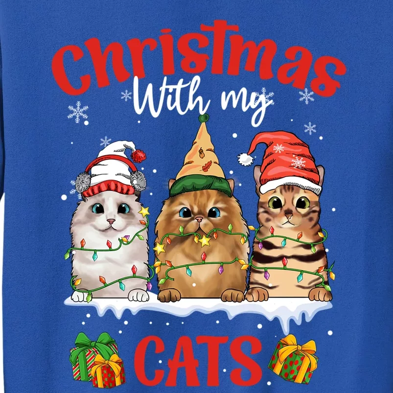 Feline Meowy Cat Lover Christmas With My Cats Gift Sweatshirt