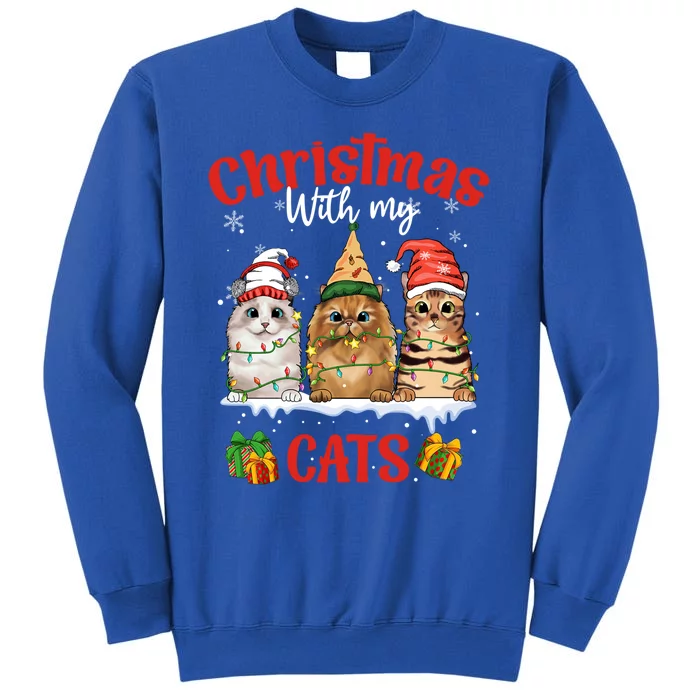 Feline Meowy Cat Lover Christmas With My Cats Gift Tall Sweatshirt