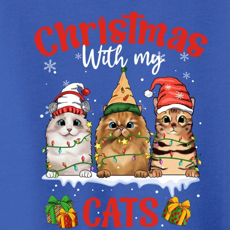 Feline Meowy Cat Lover Christmas With My Cats Gift Toddler T-Shirt