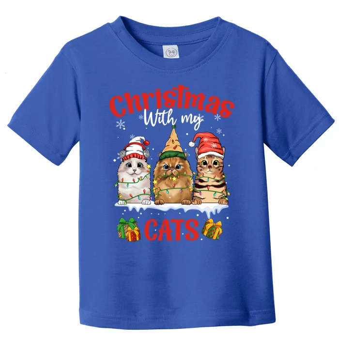 Feline Meowy Cat Lover Christmas With My Cats Gift Toddler T-Shirt