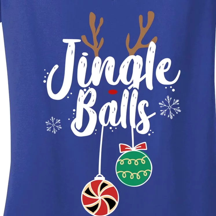 Funny Matching Christmas Couple Chestnuts Jingle Balls Gift Women's V-Neck T-Shirt