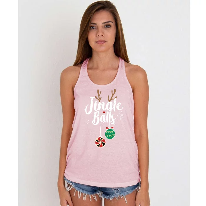 Funny Matching Christmas Couple Chestnuts Jingle Balls Gift Women's Knotted Racerback Tank