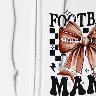 Football Mama Coquette Bow Funny Football Game Day Sport Mom Full Zip Hoodie