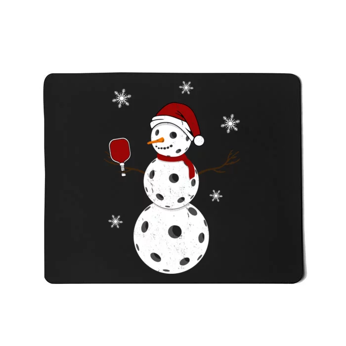 Funny Merry Christmas Snowman Playing Pickleball Mousepad