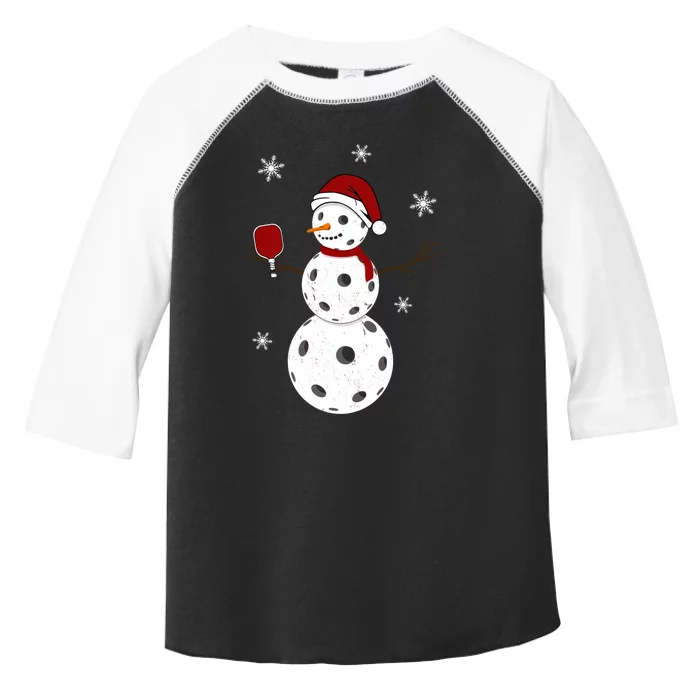 Funny Merry Christmas Snowman Playing Pickleball Toddler Fine Jersey T-Shirt