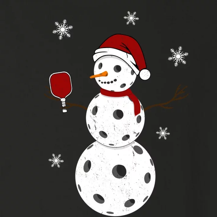 Funny Merry Christmas Snowman Playing Pickleball Toddler Long Sleeve Shirt