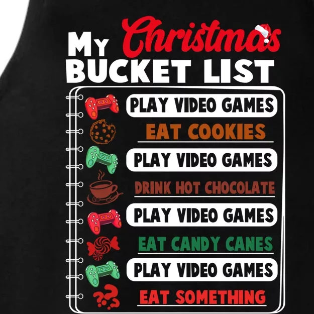 Funny My Christmas Bucket List Video Games Gamer Teens Gift Ladies Tri-Blend Wicking Tank