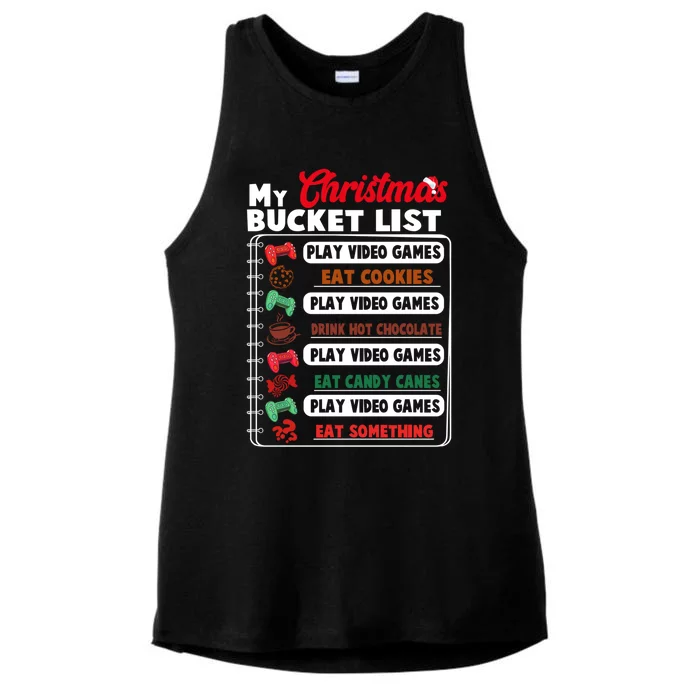 Funny My Christmas Bucket List Video Games Gamer Teens Gift Ladies Tri-Blend Wicking Tank