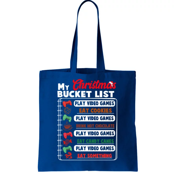 Funny My Christmas Bucket List Video Games Gamer Teens Gift Tote Bag