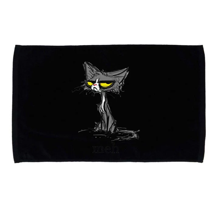 Funny Meh Cat Gift For Cat Lovers Microfiber Hand Towel