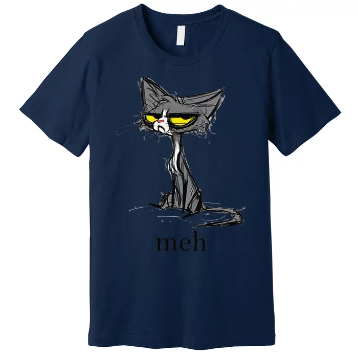 Funny Meh Cat Gift For Cat Lovers Premium T-Shirt