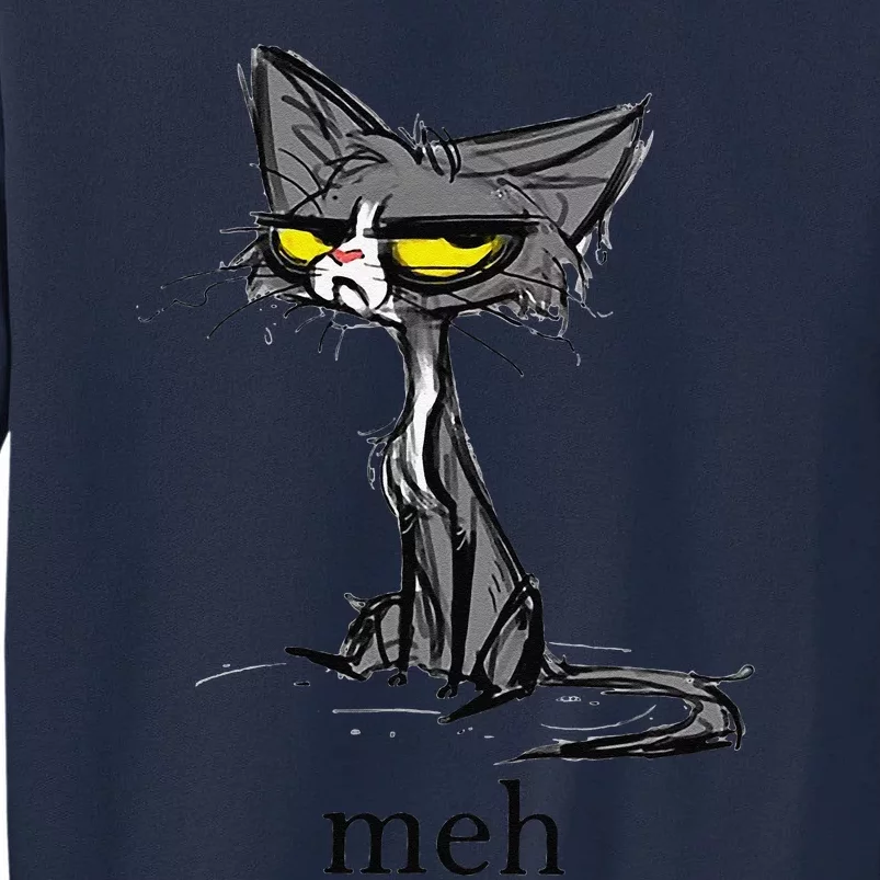 Funny Meh Cat Gift For Cat Lovers Tall Sweatshirt