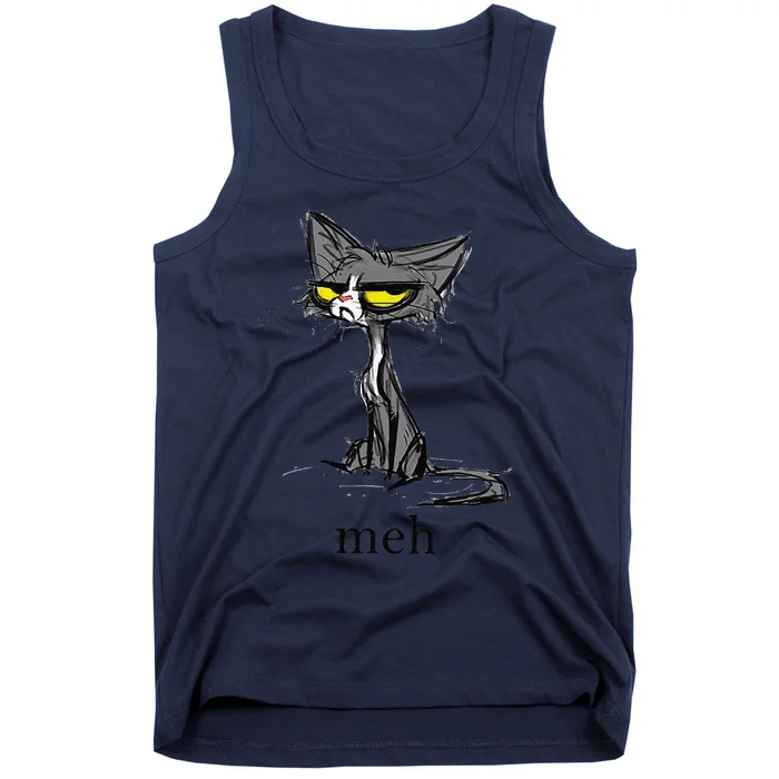 Funny Meh Cat Gift For Cat Lovers Tank Top