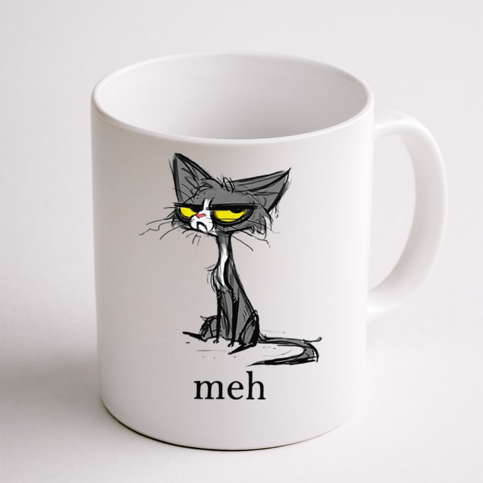 Funny Meh Cat Gift For Cat Lovers Front & Back Coffee Mug