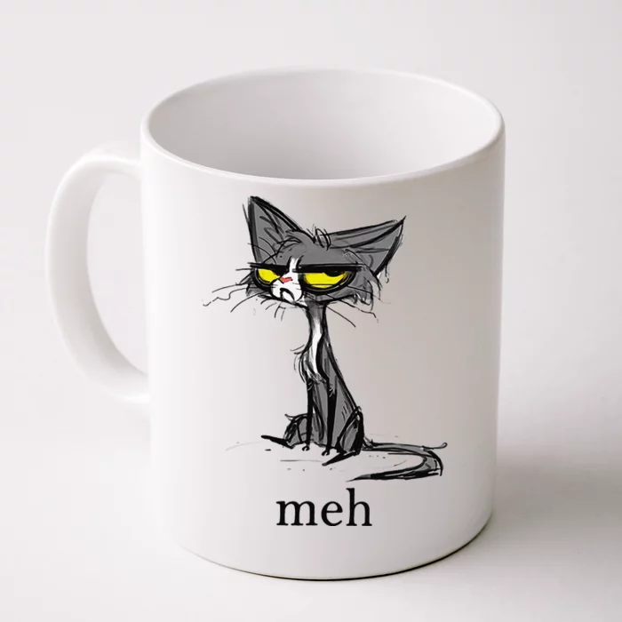 Funny Meh Cat Gift For Cat Lovers Front & Back Coffee Mug