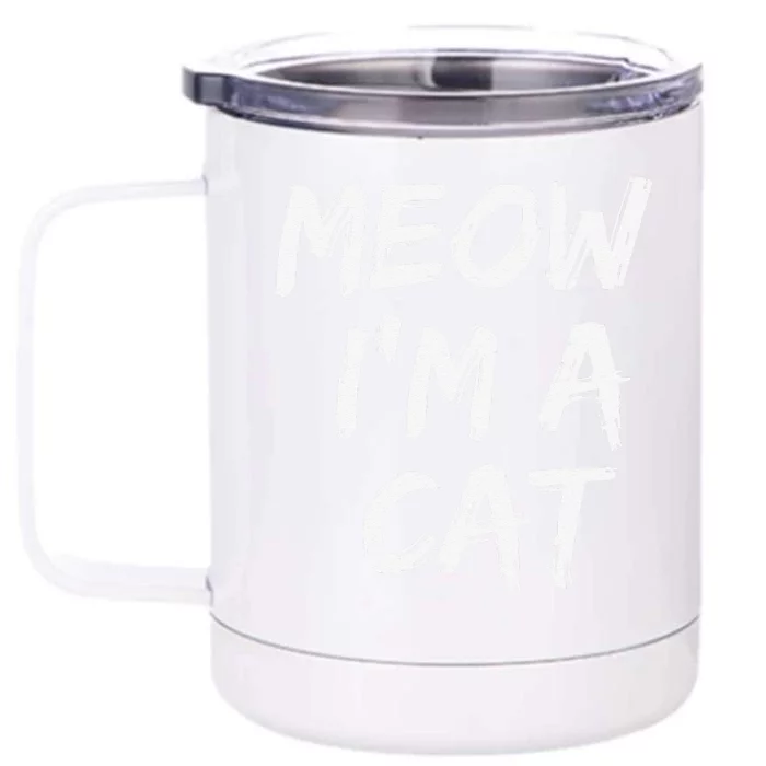 Funny Meow Cat Halloween Costume T Front & Back 12oz Stainless Steel Tumbler Cup