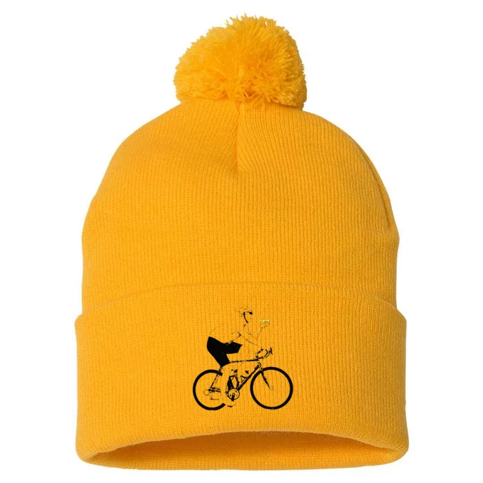 Funny Mountainbike Cycling Eating Pizza Bicycle Pom Pom 12in Knit Beanie