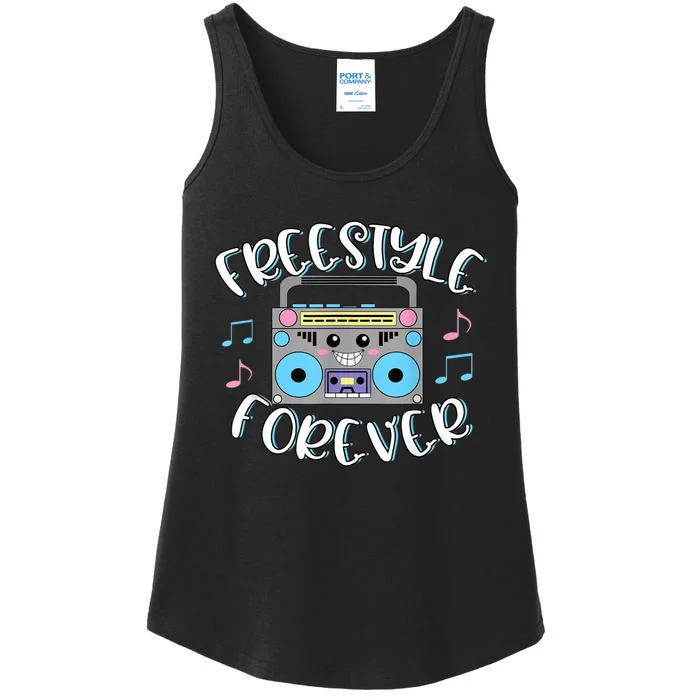 Freestyle Music Cute Boombox Retro Dance Music Ladies Essential Tank