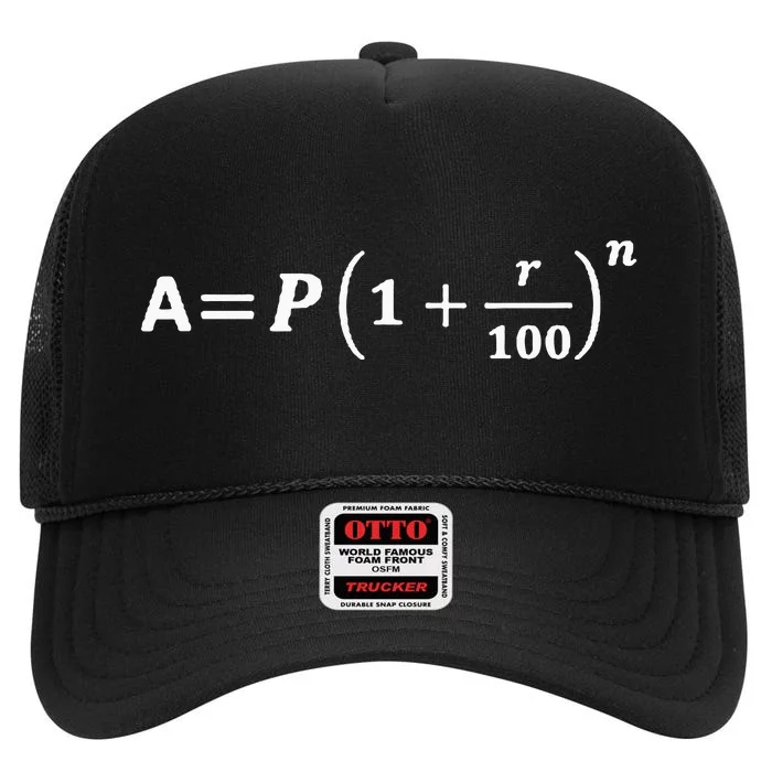 Funny Minimalist Compound Interest Formula Investor Trader High Crown Mesh Trucker Hat