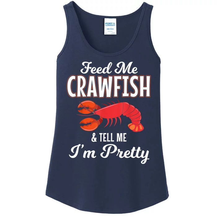 Feed Me Crawfish And Tell Me Im Pretty Funny Mardi Gras Ladies Essential Tank