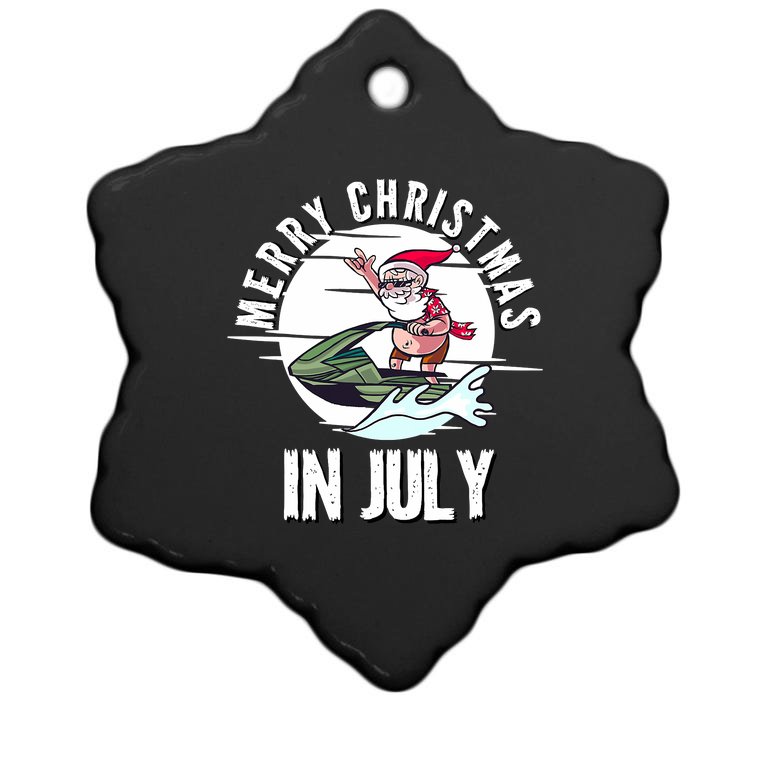 Funny Merry Christmas In July Santa On A JetSki Summer Christmas Ornament