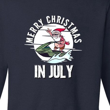 Funny Merry Christmas In July Santa On A JetSki Summer Toddler Sweatshirt