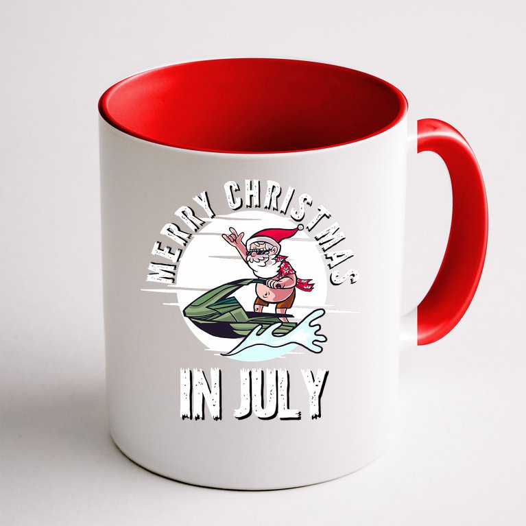Funny Merry Christmas In July Santa On A JetSki Summer Coffee Mug