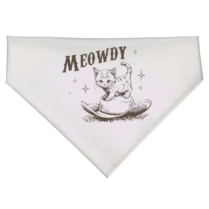 Funny Meowdy Cute Kitten Cat Country Western Vintage USA-Made Doggie Bandana